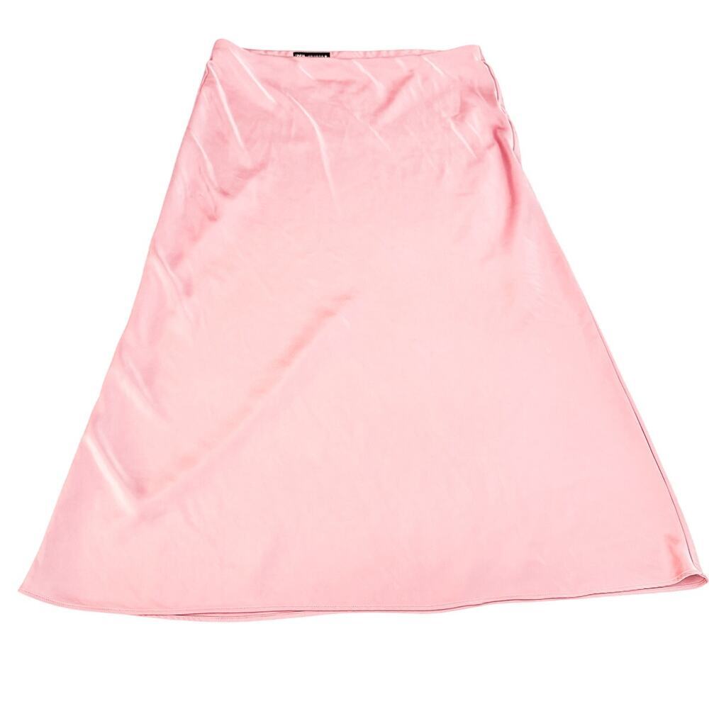 Zara XL Pink Satin Modest Fit Midi Skirt Size XL
